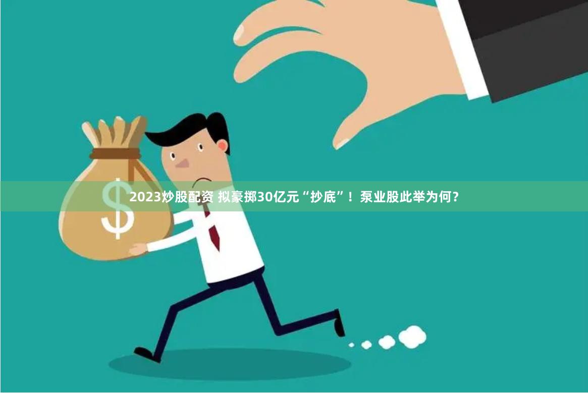 2023炒股配资 拟豪掷30亿元“抄底”！泵业股此举为何？